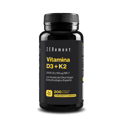 Vitamine D3 + K2, cholecalciferol (2000 IE) & MK-7 (150 μg) Zenement, 200 tabletten