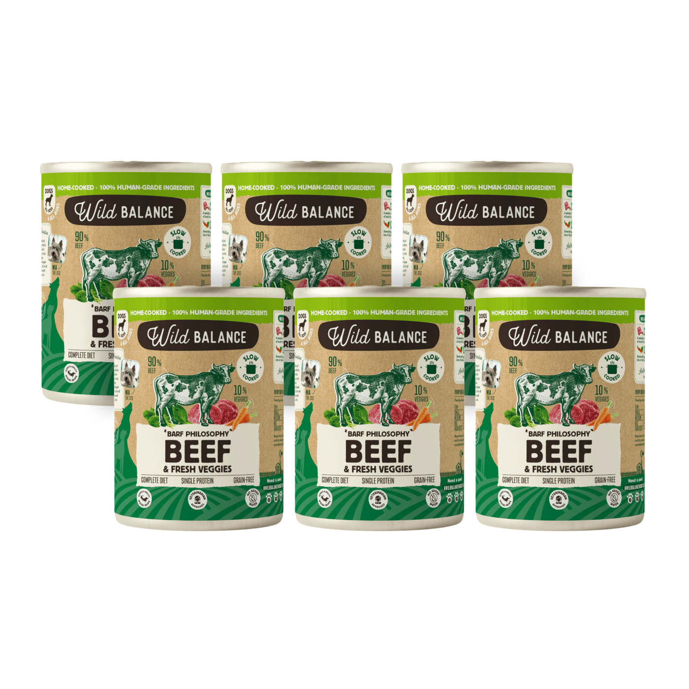 Confezione di carne di vitello barf per cani 6 x 400 g Wild Balance