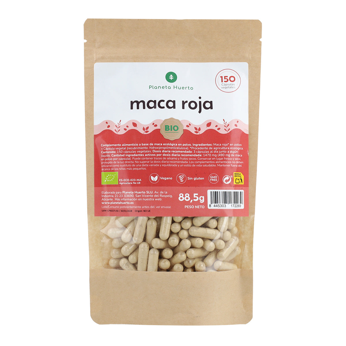 Biologische rode Maca Biologische rode Maca Planeta Huerto 150 capsules