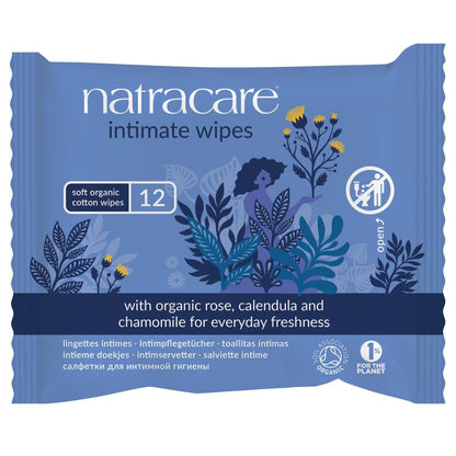 Lingettes intimes en distributeur Natracare 12 unités