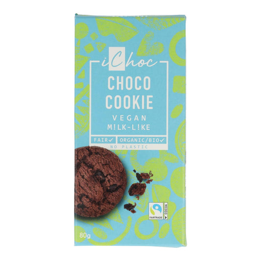 Tavoletta di cioccolato vegano con biscotti al cacao ichoc 80 g