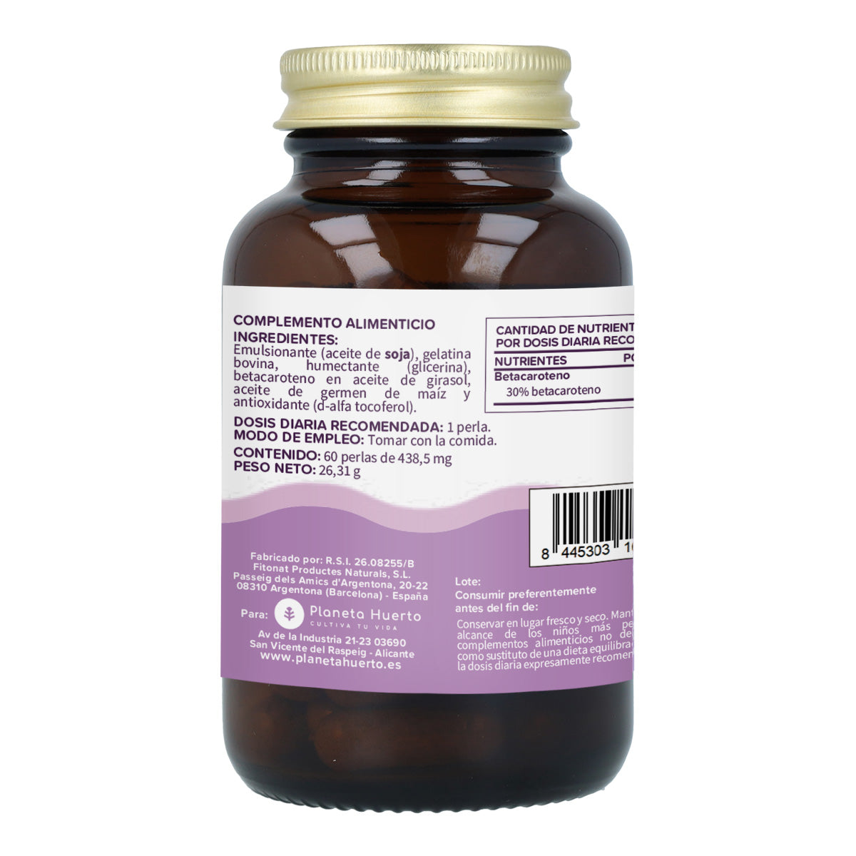 Confezione da 3 Sun bronze betacarotene Planeta Huerto 60 capsule