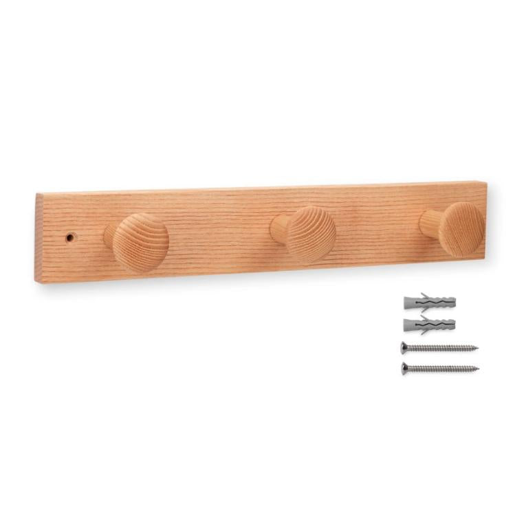 Wieszak z jesionu z 3 gałkami o fakturze Lila