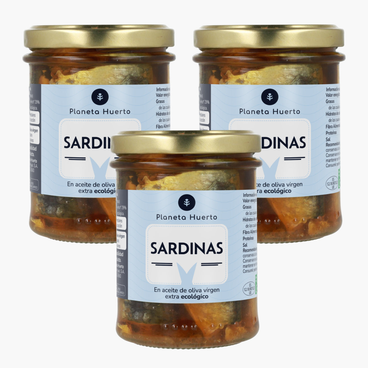 Pakje 3x Sardientjes in olijfolie ECO Planeta Huerto 190 g