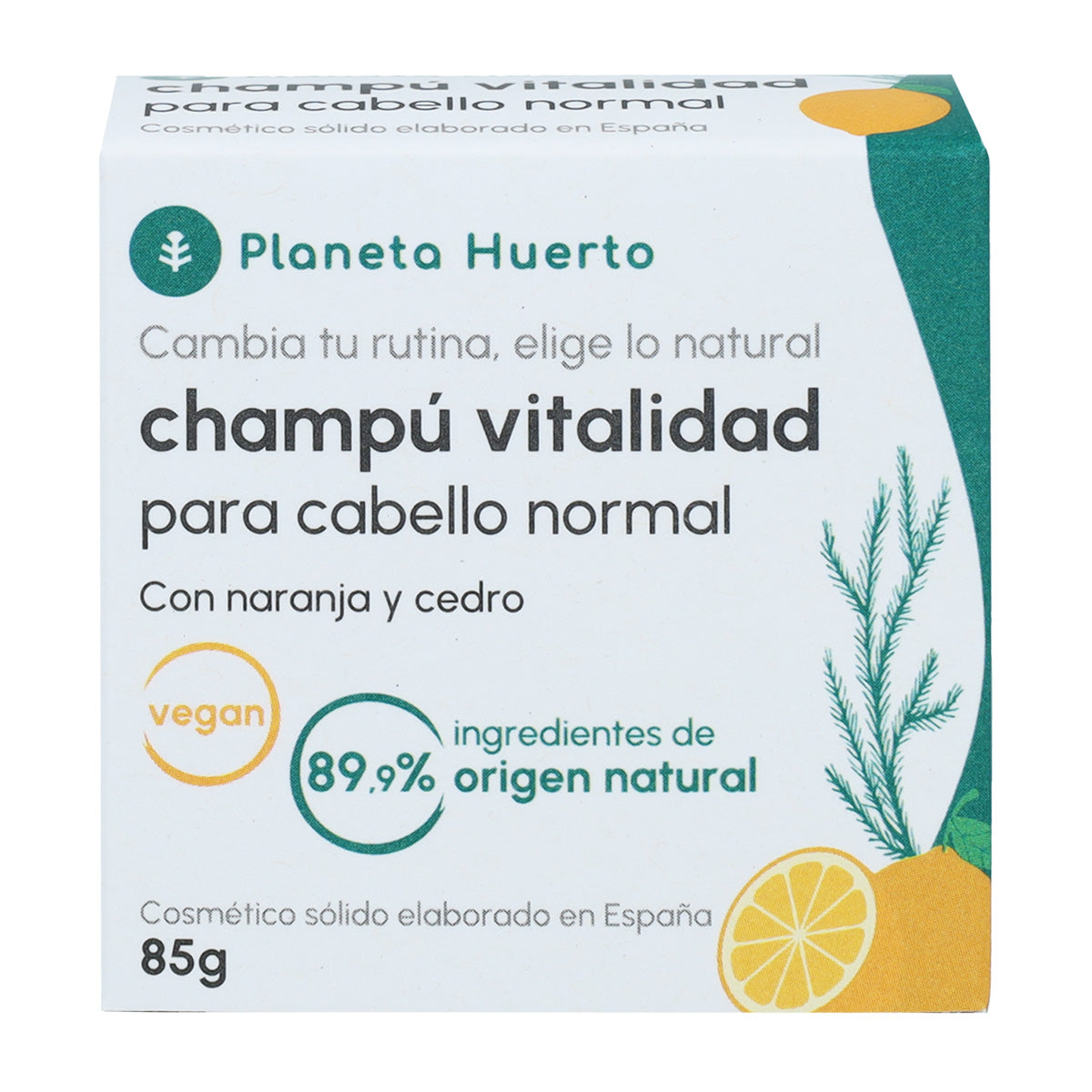 Champú sólido cabello normal Naranja y Cedro Planeta Huerto 85 gr
