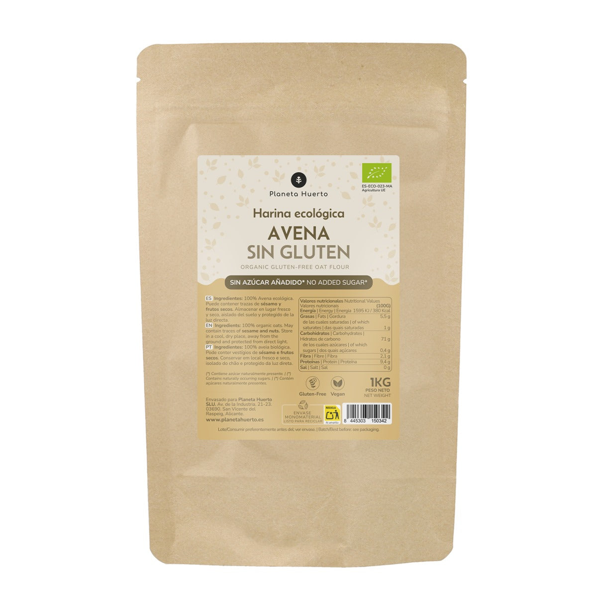 2er-Pack glutenfreies Hafermehl ECO Planeta Huerto