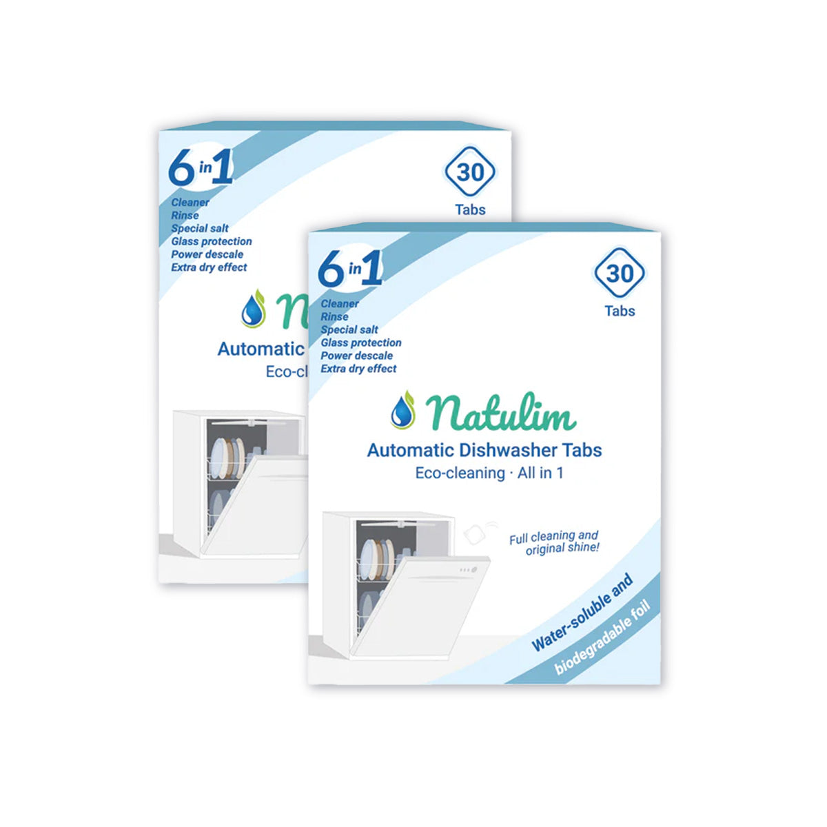 Lot de 2 tablettes 6 en 1 pour lave-vaisselle, Natulim, 30 unités
