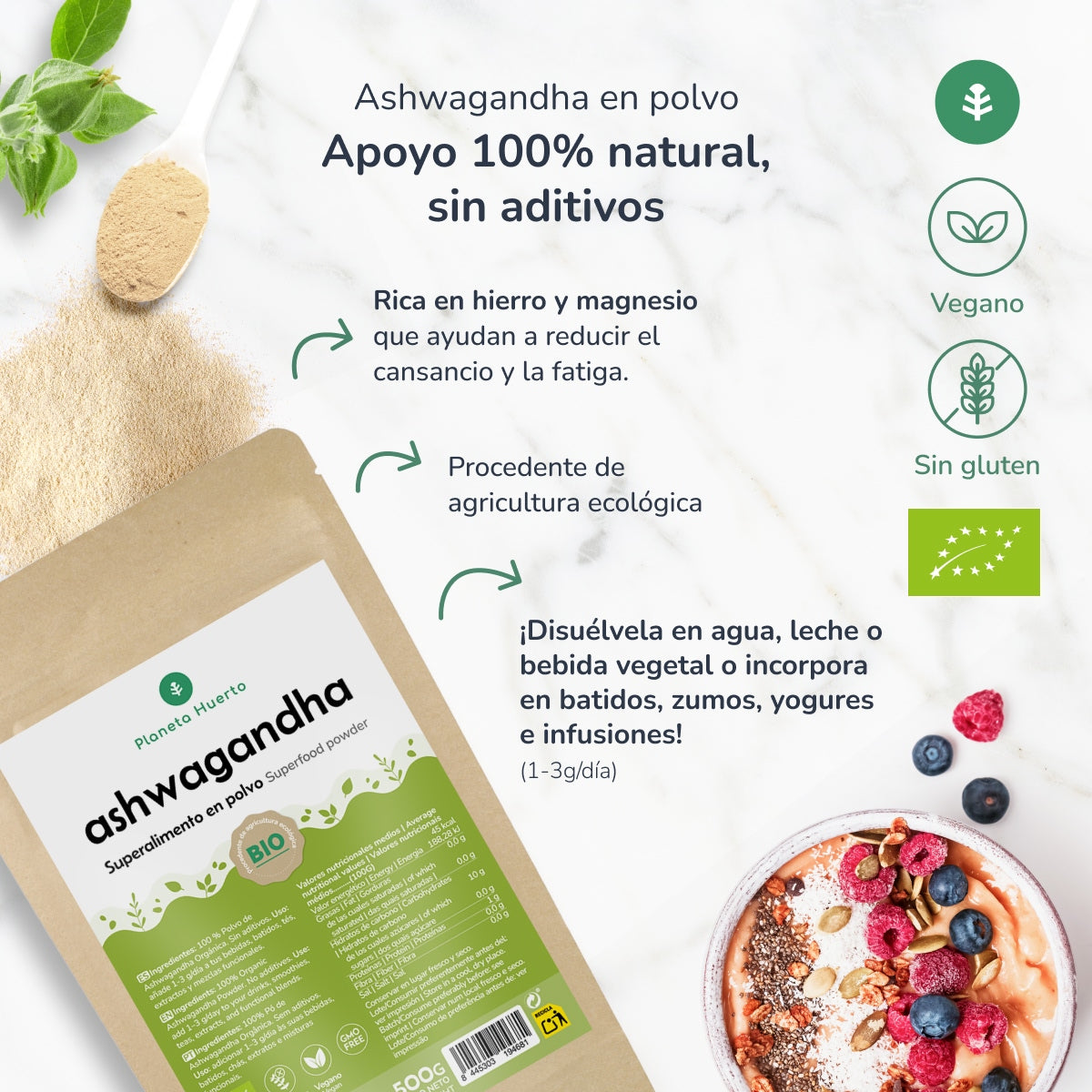 Ashwagandha-Pulver ECO Planeta Huerto 500 g