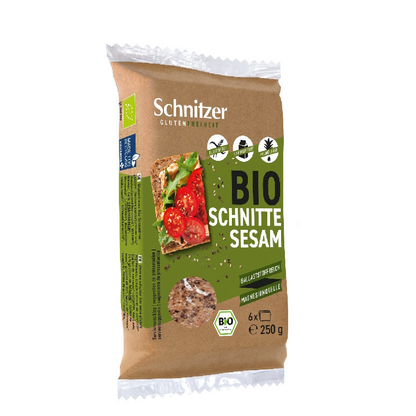 Pain fermenté au sarrasin et au sésame biologique sans gluten pour tartines Schnitzer 250 g