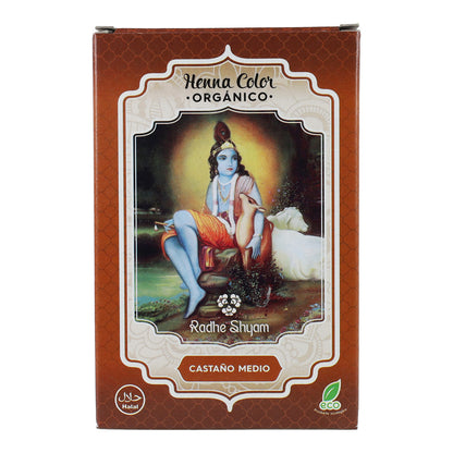 Henna-haarverf Middenbruin in poedervorm Radhe Shyam 100 g