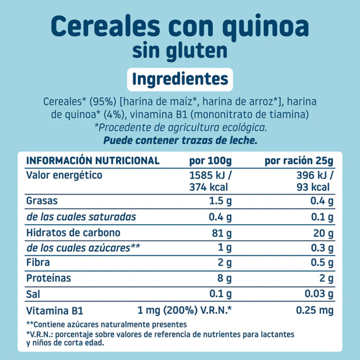 Confezione da 2 pappe di cereali senza glutine con quinoa Eco Smileat, 200 g