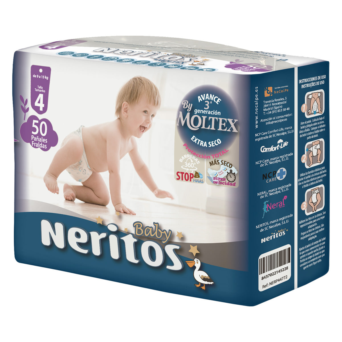 Windeln Neritos Baby von Moltex T4 (9-15 kg) 50 Stück