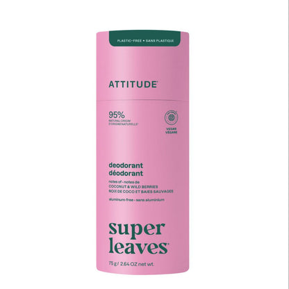 Super Leaves Deodorant – Kokosnuss und Waldfrüchte – plastikfrei, Attitude, 75 g