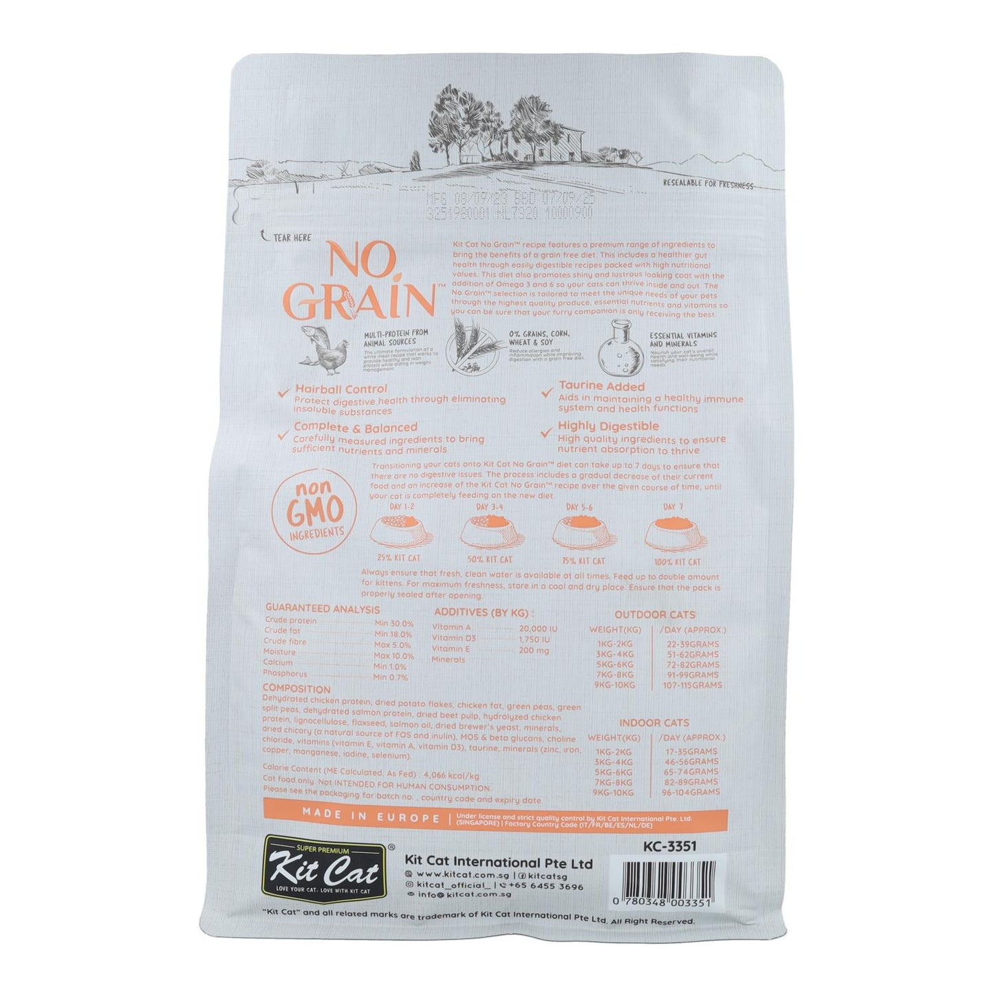 Kit Cat No Grain Cat Food – Kyckling & lax 1 kg Naturligt kattfoder