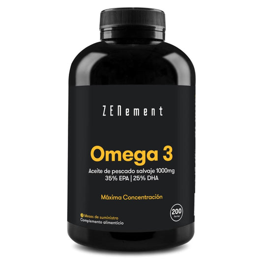 Zenement Maximum Concentration Omega-3, Wild Fish Oil 1000 mg | 35% EPA | 25% DHA, 200 tablets