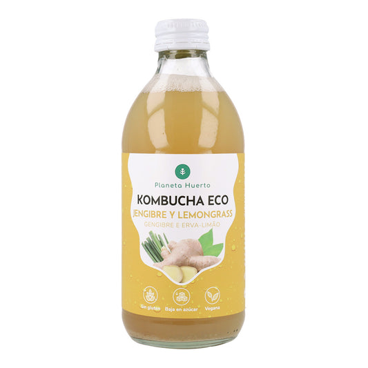 Kombucha ECO Gember en citroengras Planeta Huerto 330 ml