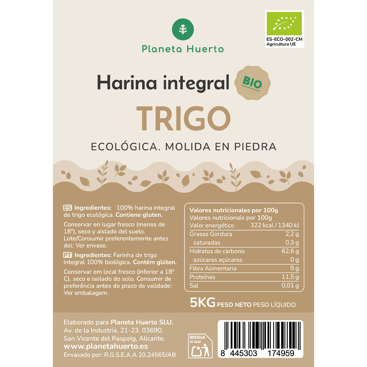 Fullkornsvetemjöl Eco Planet Garden 5 Kg
