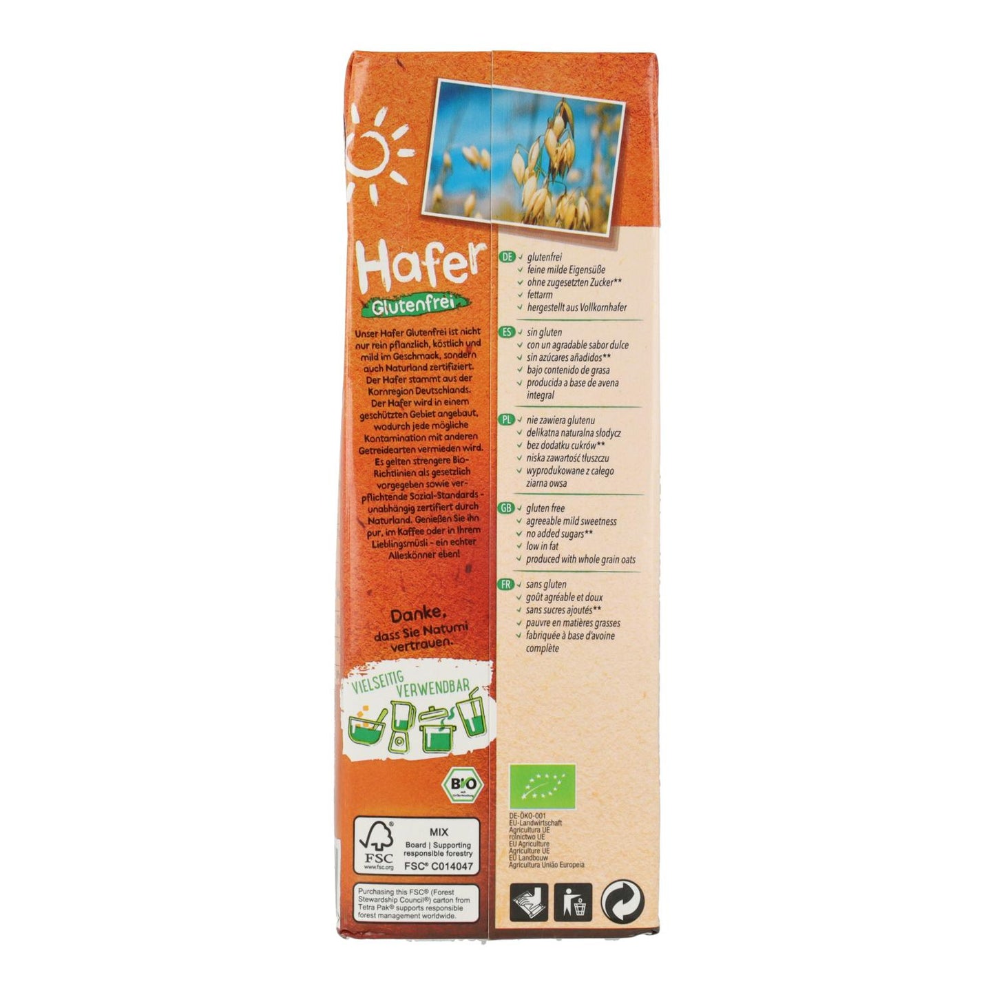 Boisson à l'avoine sans gluten BIO Natumi 1 L