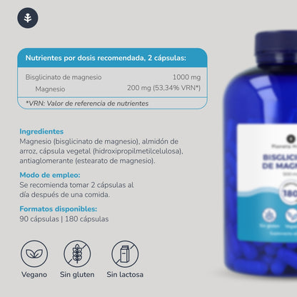 Pak 2xMagnesium Bisglycinaat 500 mg Planeta Huerto 180 capsules