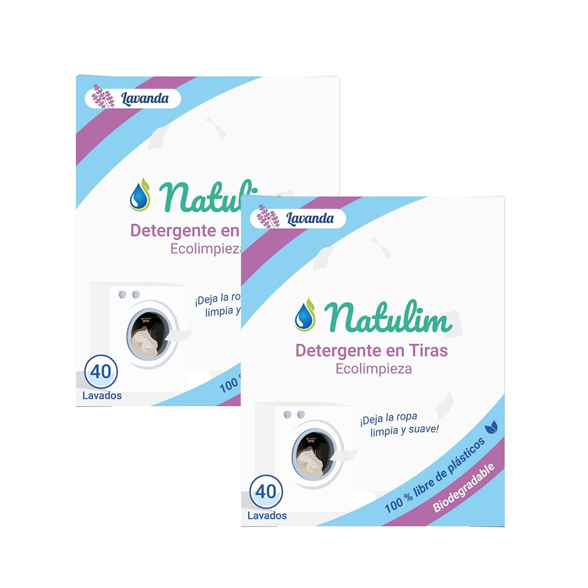 2-pack ekologiska tvättlappar med lavendel, Natulim, 40 tvättar