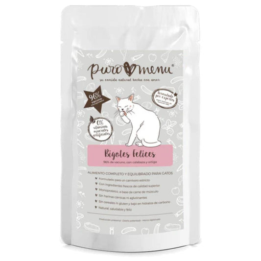 Nourriture humide Barf pour chats Bigotes felices (bœuf) BIO Puromenu 100 g
