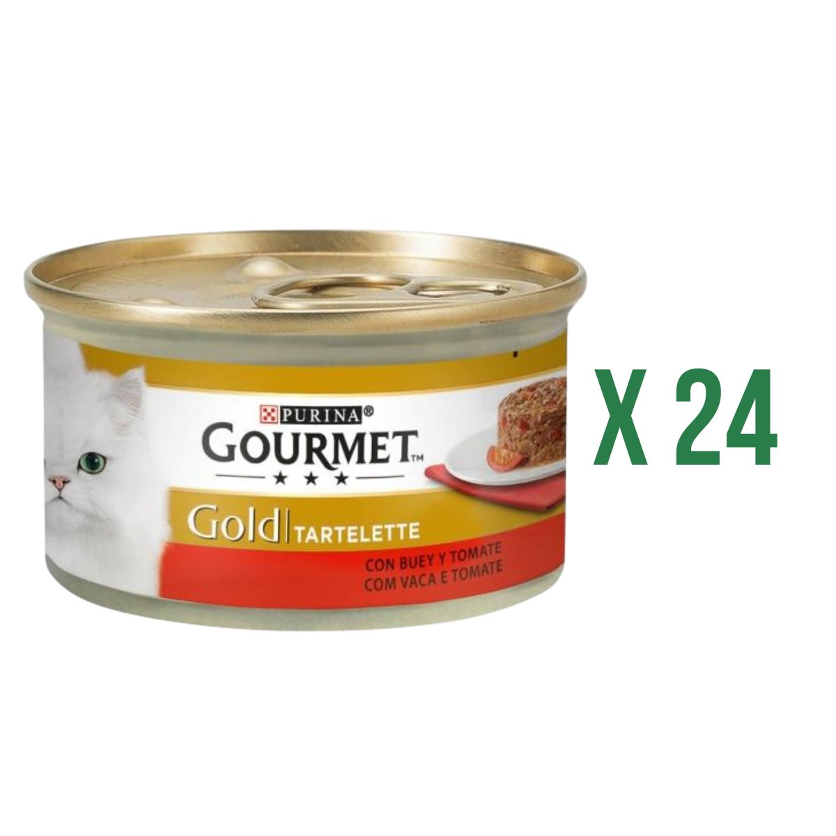 Pakket van 24 x GOURMET GOLD Tartelette met rundvlees en tomaat Natvoer 85 g
