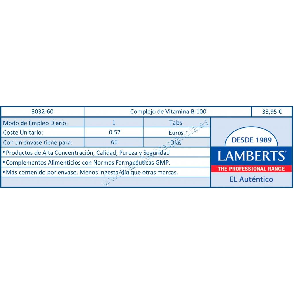 Vitamine B-100-complex Lamberts, 60 tabletten