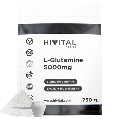 L-Glutammina 5000 mg Hivital 750 grammi di polvere vegana