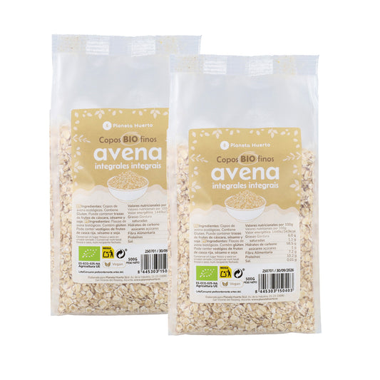 Pack 2x ECO Planeta Huerto 500 g fine wholemeal oats flakes