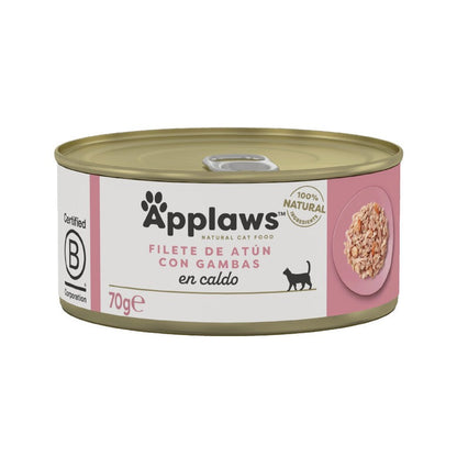 Applaws Cat Boîte Thon et crevettes 70 g Nourriture humide pour chats naturelle sans céréales