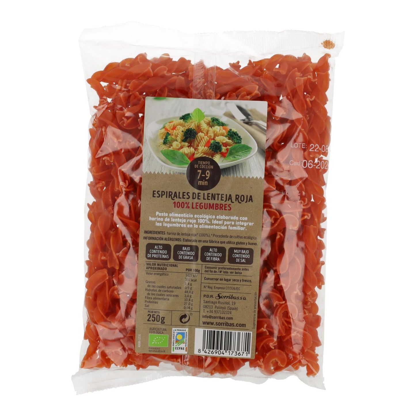 Spiral av röda linser Biogra BIO, 250 g