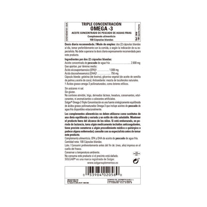 Omega 3 drievoudige concentratie Solgar 100 capsules