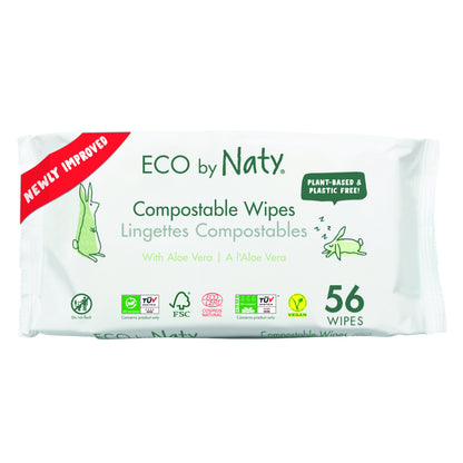 Naty Aloe Vera Wipes, 56 units