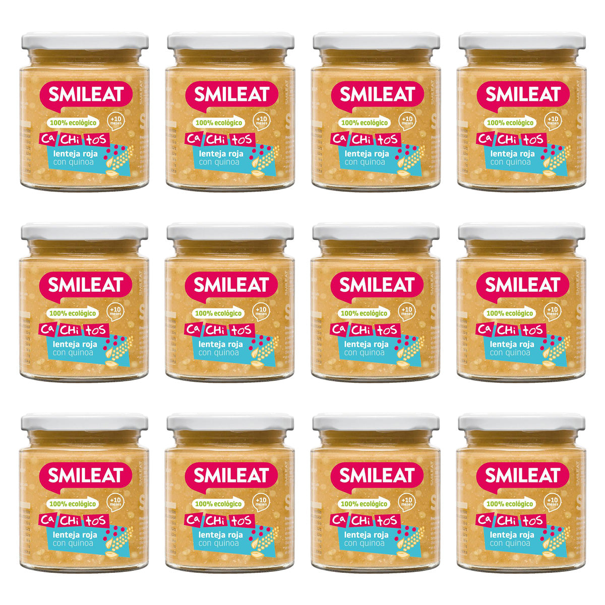 Opakowanie 12 słoiczków z soczewicą i komosą ryżową ekologicznej marki CA CHI TOS Smileat 230 g