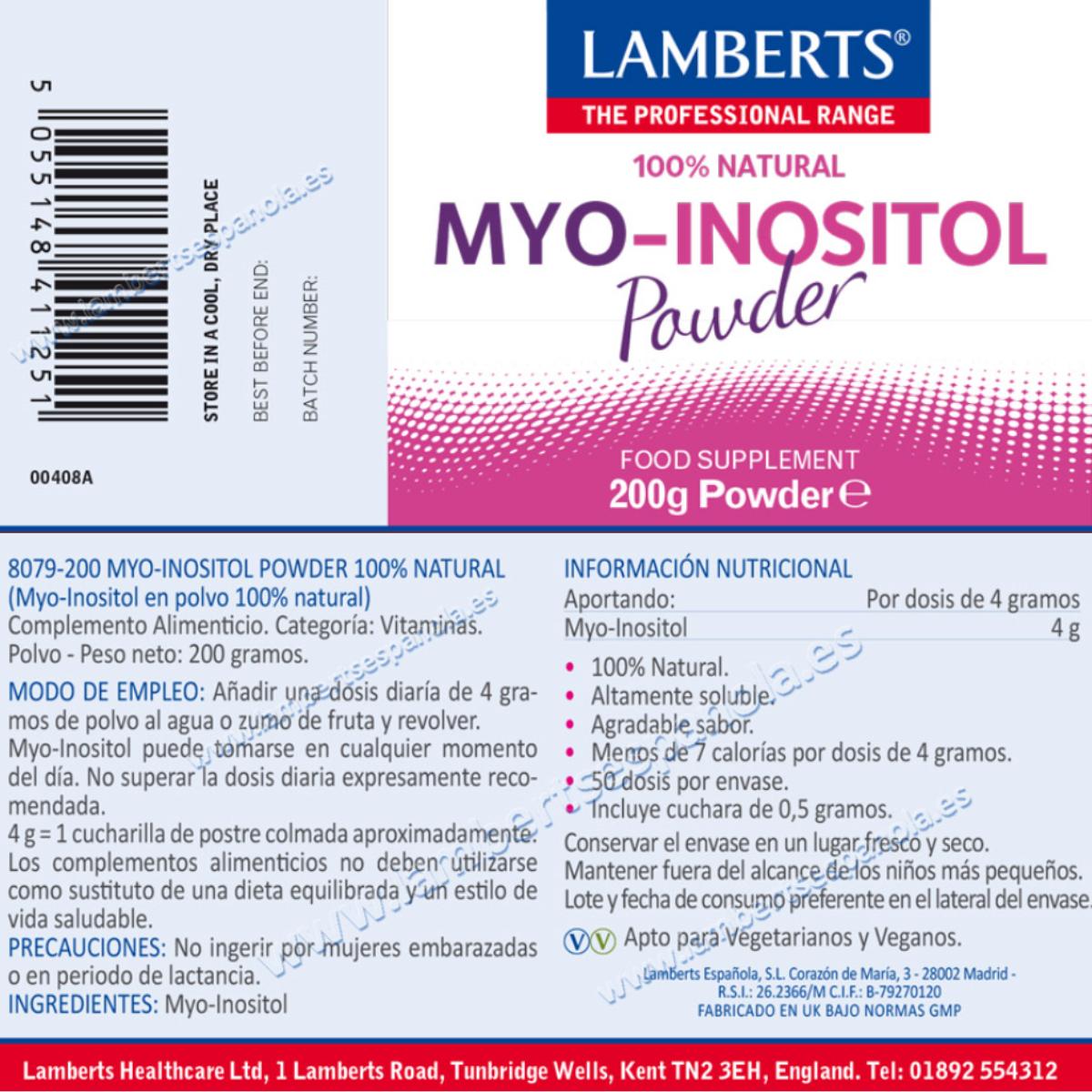 3er-Pack MYO Inositol Pulver, Lamberts, 200 g