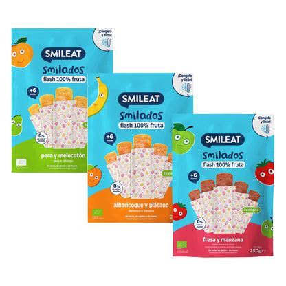 SMILADOS Pack of 3 x 250 g packs of 100% organic fruit ice cream for children by Smileat