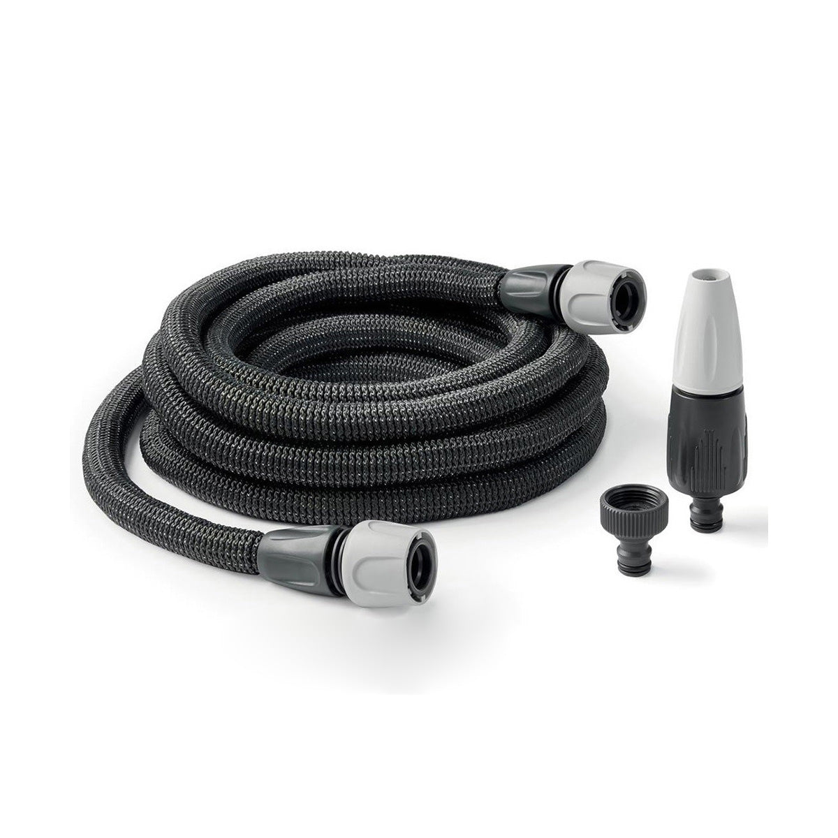Kit tubo estensibile Aquapop Grey Easy 30 m con lancia ergonomica, raccordi e beccuccio