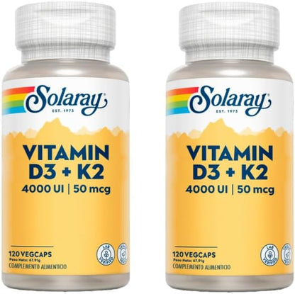 Pack 2X Vitamine D3 & K2 (Mk7) 120 gélules Solaray