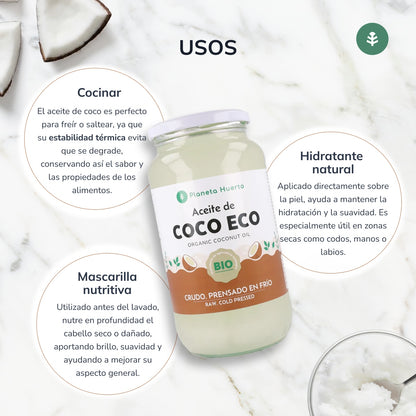 Pack 3x Virgin coconut oil ECO Planeta Huerto 1L
