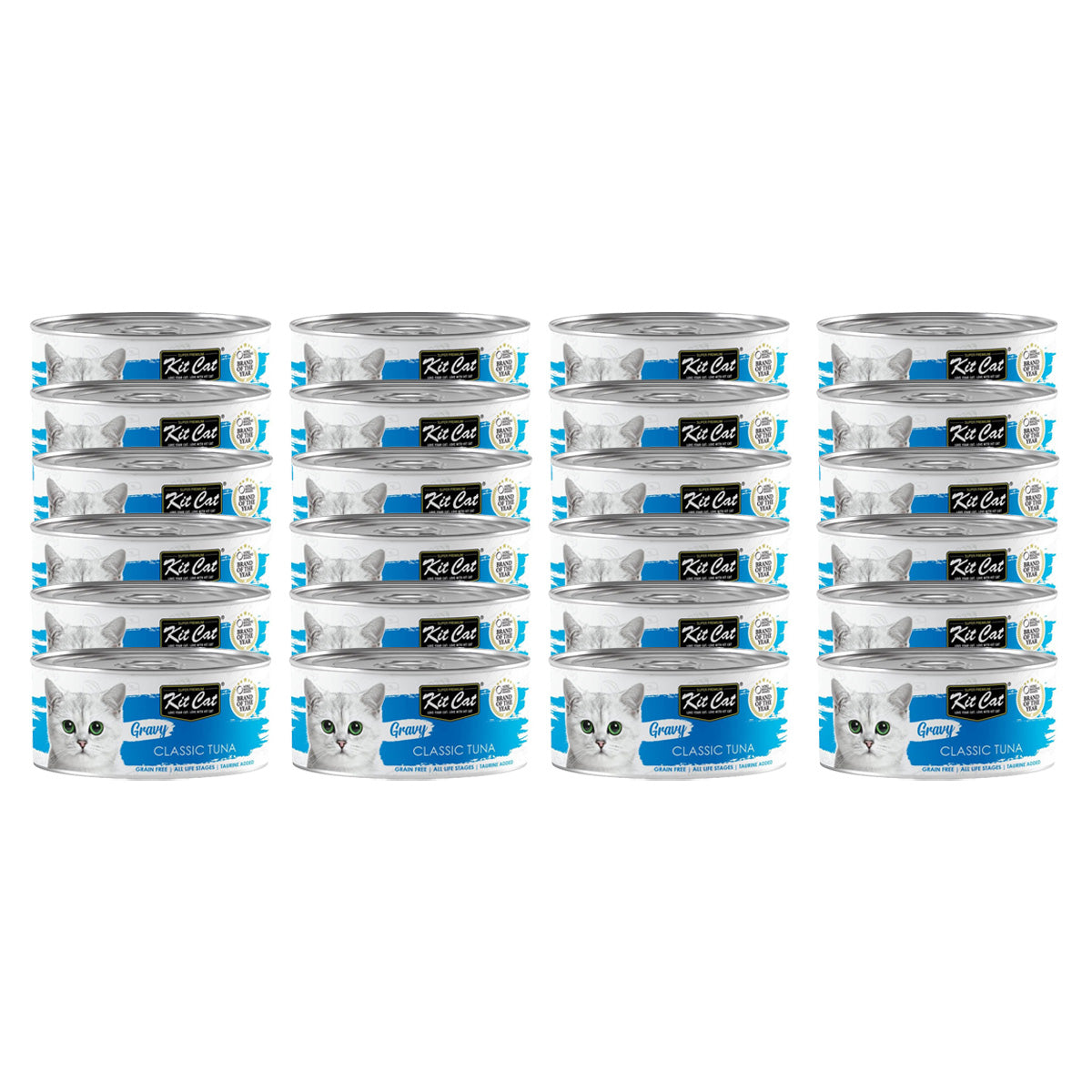 Confezione da 24 Kit Cat Lata Gravy - Tonno Classic 70 g Cibo umido per gatti in salsa