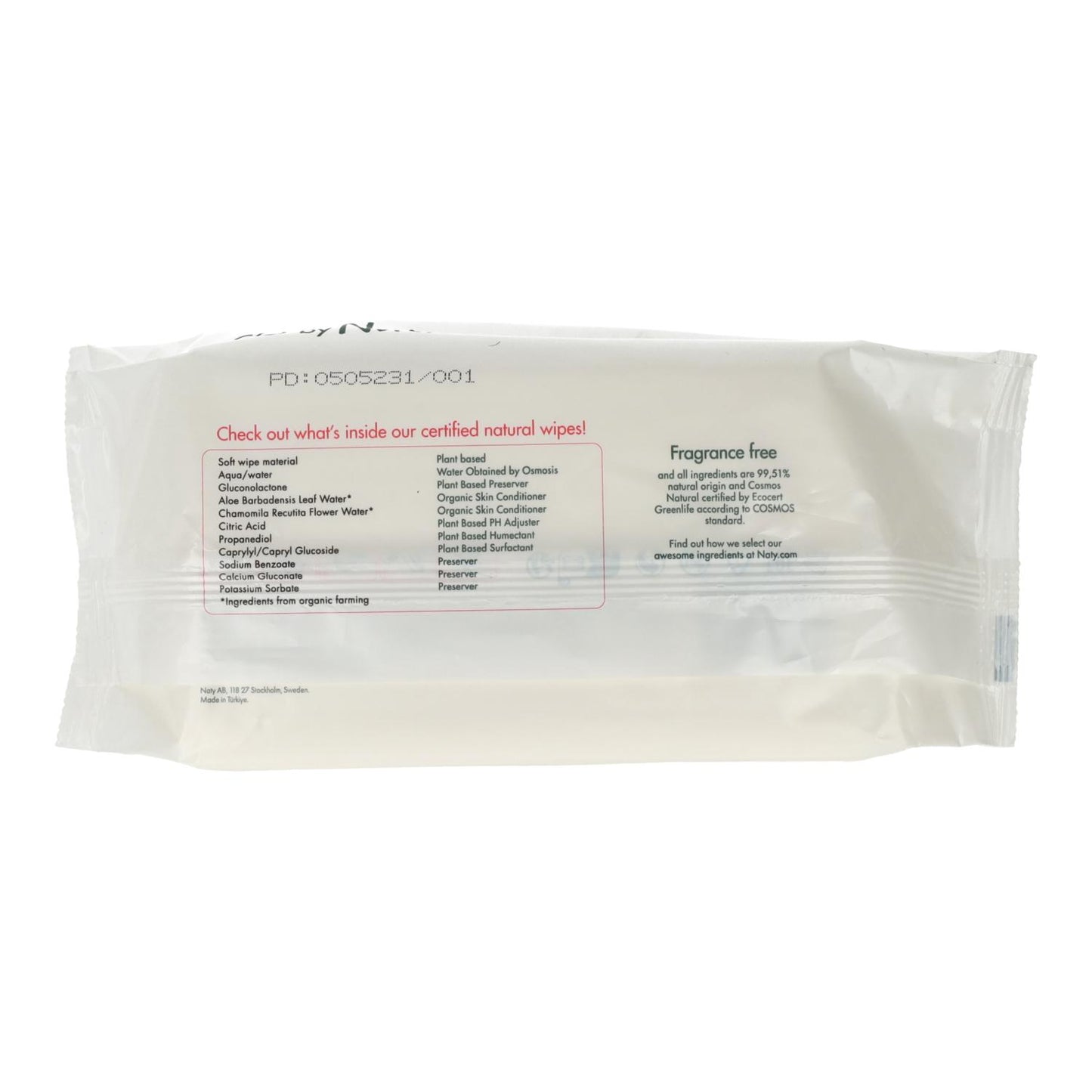 Naty Aloe Vera Wipes, 56 units