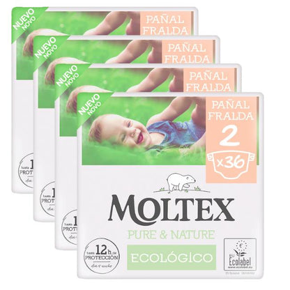 Zestaw oszczędnościowy Pieluchy T2 (3-6 kg) Moltex Pure & Nature, 144 szt.