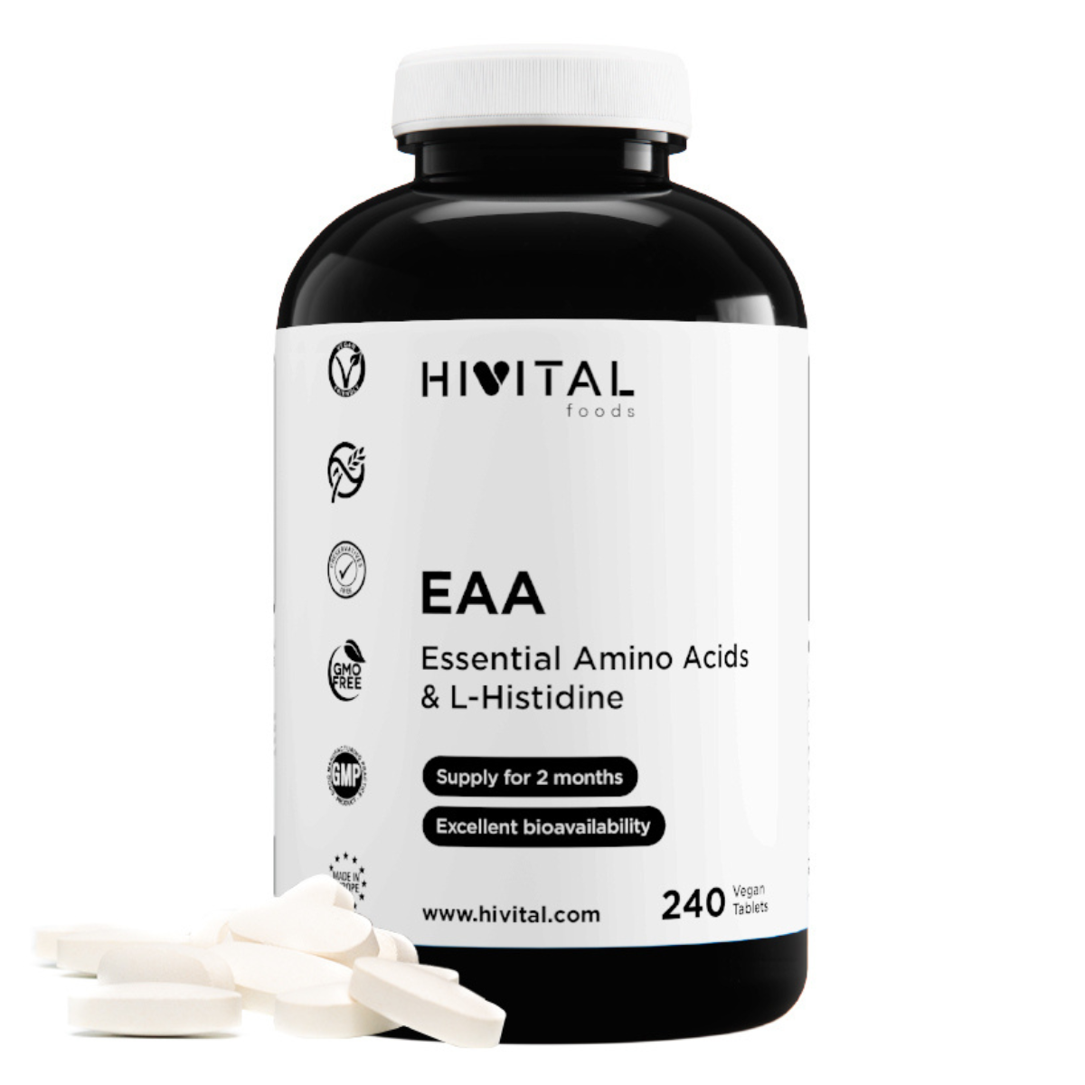 EAA essentiële aminozuren Hivital 240 veganistische tabletten