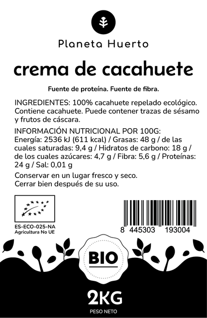 Crema di arachidi ECO Planeta Huerto 2 kg