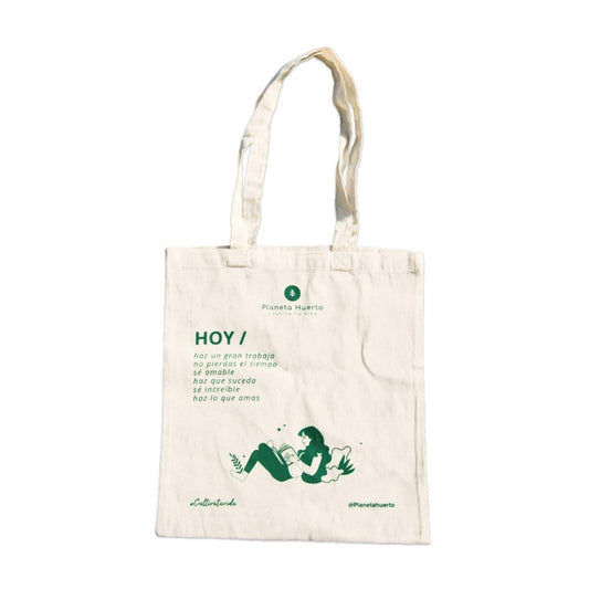 Borsa di stoffa con disegno donna Planeta Huerto 40 cm x 40 cm