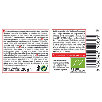 Haselnuss-Kakao-Creme mit reduziertem Zuckergehalt von Naturgreen 200 g