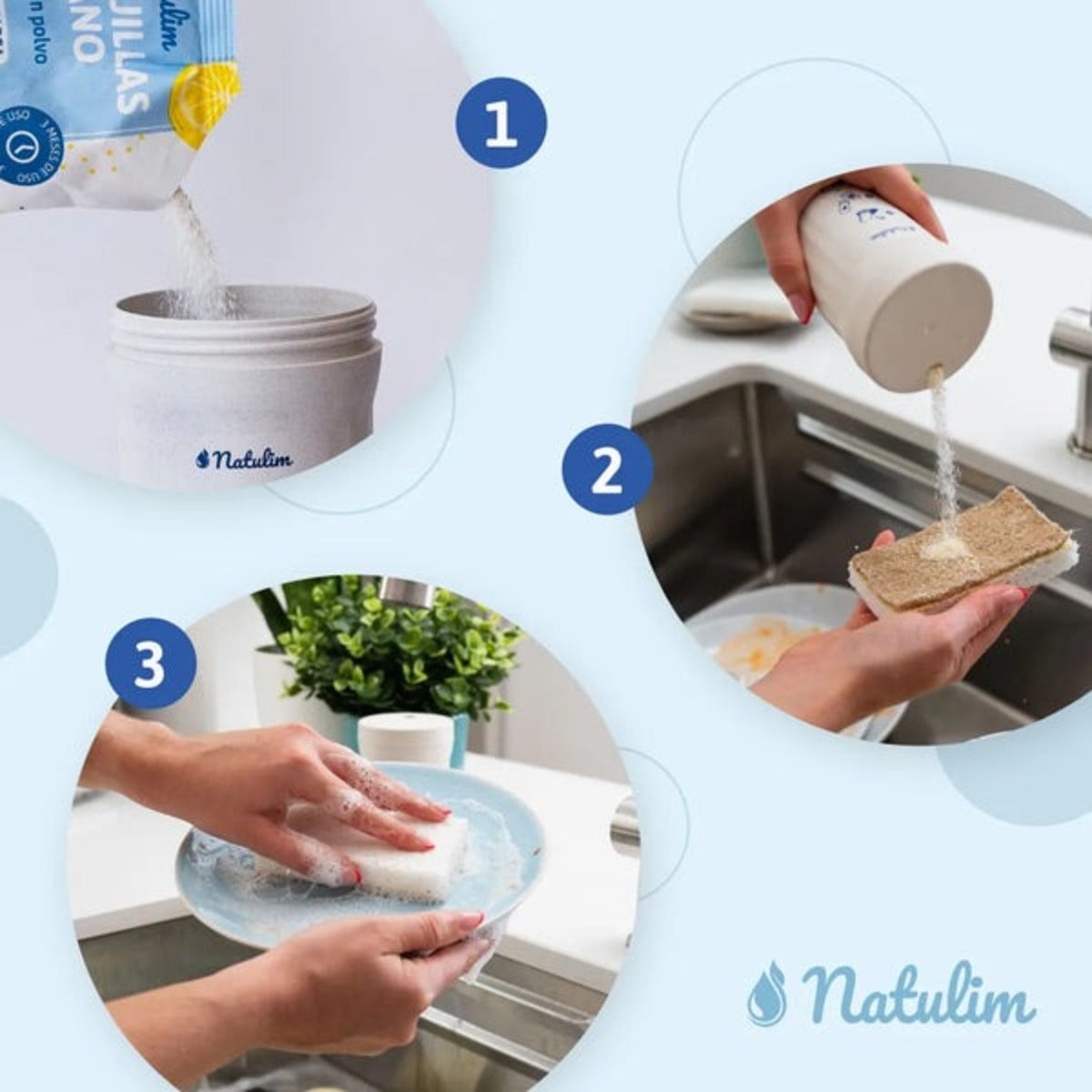 Polvo Lavavajillas a mano limón Natulim 250 g