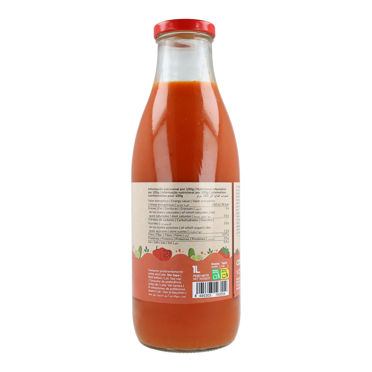 Confezione da 6 gazpacho tradizionale ECO con olio extravergine di oliva Planeta Huerto 1L