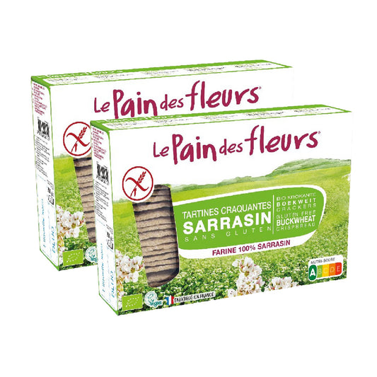 Lot de 2 paquets de toasts croustillants au sarrasin sans gluten Le Pain de Fleurs 300 g