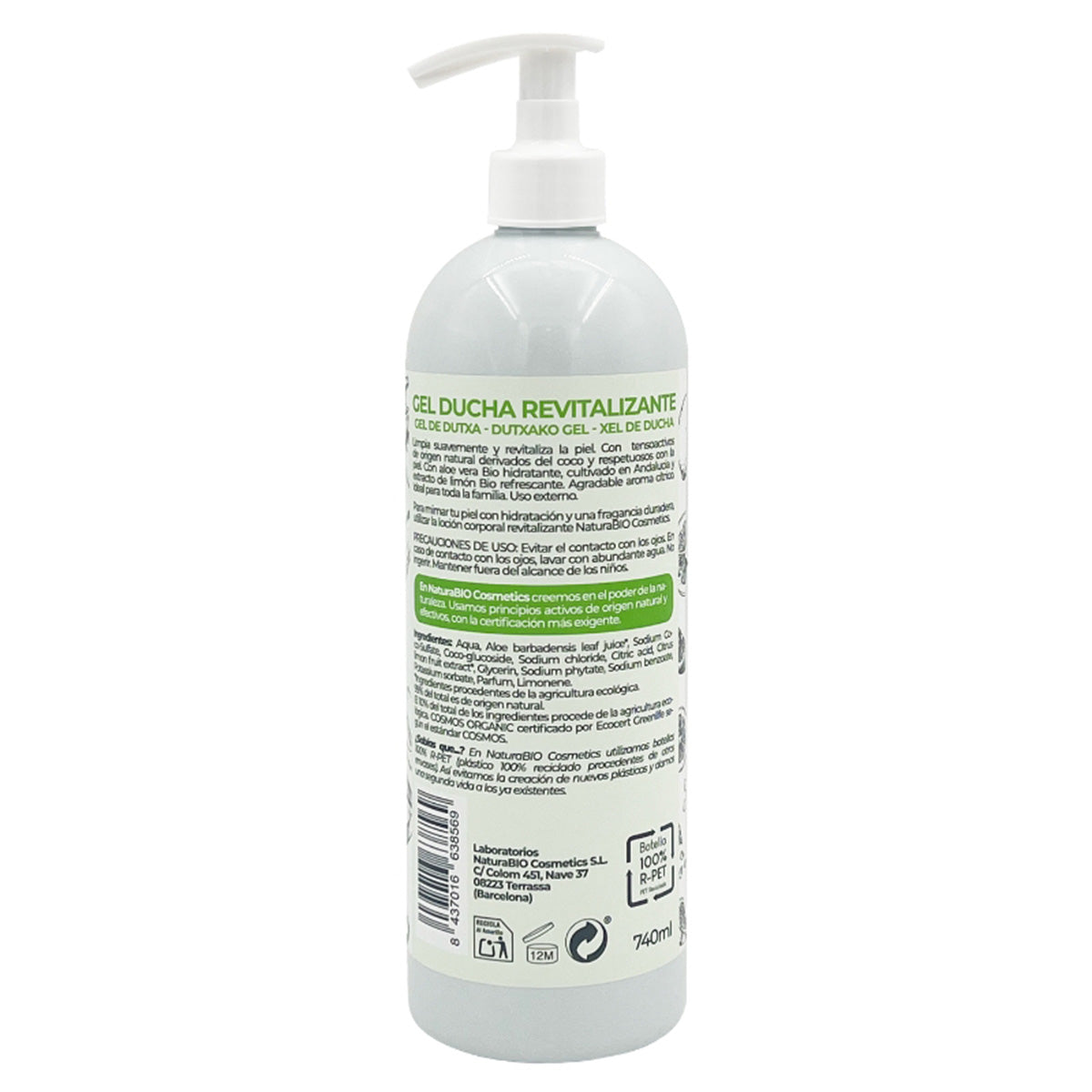 Gel doccia rivitalizzante al limone e aloe bio Naturabio 740 ml